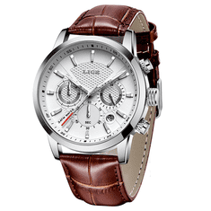 Lige Pánske hodinky - strieborná/biela - 9866 + darček ZADARMO