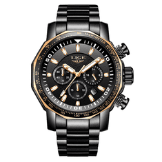 Lige Pánske hodinky - čierna 9871-3 + darček ZADARMO