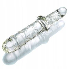 Xcock Veľký sklenený obojstranný análny/vaginálny vibrátor