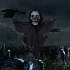 Korbi Závesná ozdoba hlavy lebky, strašidelná halloweenová dekorácia, čierna