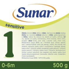 Sunar Sensitive 1, počiatočné dojčenské mlieko, 500 g