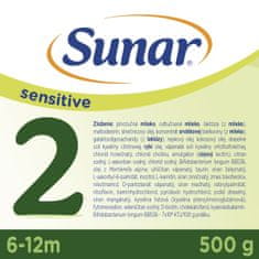 Sunar Sensitive 2, pokračovacie dojčenské mlieko, 500 g