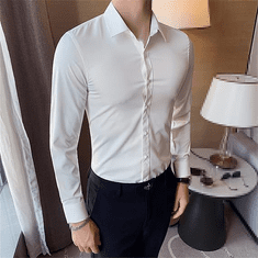 VIVVA® Košeľa, ktorá sa nekrčí – pánska elastická nekrčivá košeľa – biela, S/M | BRILLSHIRT