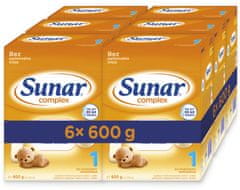 Sunar Complex 1 počiatočné dojčenské mlieko, 6 x 600 g