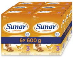 Sunar Complex 3 batoľacie mlieko banán, 6 x 600 g