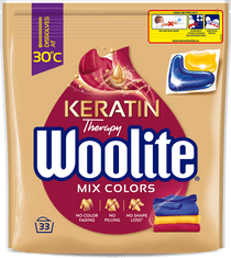 Woolite gélové kapsule na farebnú bielizeň s keratínom 33 ks