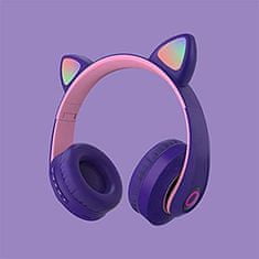 Zaparkorun.cz Bezdrôtové slúchadlá LED Cat Ears, fialové