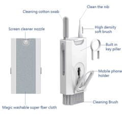 Zaparkorun.cz Multifunkčná čistiaca súprava pre slúchadlá RTV, 8 v 1, biela