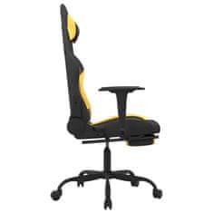 Vidaxl Herná stolička s podnožkou čierna a žltá látková