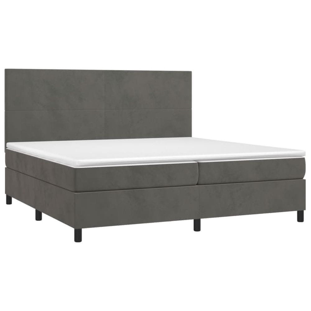 Vidaxl Posteľný rám boxspring s matracom tmavosivý 200x200 cm zamat