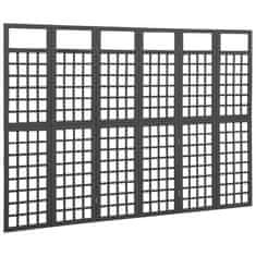 Vidaxl 6-panelový paraván/mriežka masívna jedľa čierny 242,5x180 cm