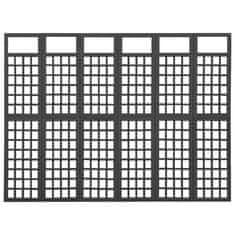 Petromila vidaXL 6-panelový paraván/mriežka masívna jedľa čierny 242,5x180 cm
