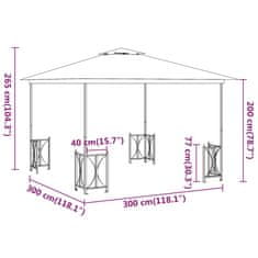 Vidaxl Altánok s bočnými stenami a dvojitou strechou 3x3 m sivohnedý