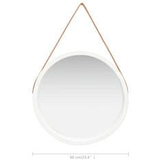 Vidaxl Nástenné zrkadlo s popruhom biele 60 cm