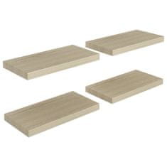 Vidaxl Plávajúce nástenné police 4 ks, dubové 50x23x3,8 cm, MDF