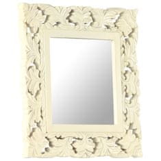 Vidaxl Ručne vyrezávané zrkadlo biele 50x50 cm masívne mangovníkové drevo