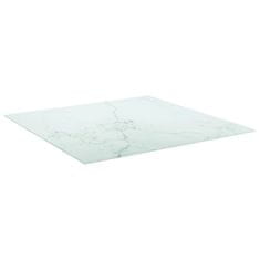 Vidaxl Stolová doska biela 80x80 cm 6mm tvrdené sklo s mramorovým dizajnom