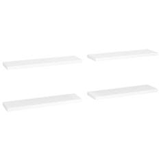 Vidaxl Plávajúce nástenné police 4 ks, biele 90x23,5x3,8 cm, MDF