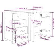 Vidaxl Komoda biela 113x40x80 cm masívne borovicové drevo