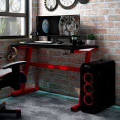 Vidaxl Herný stôl LED s nohami v tvare Z čierny a červený 110x60x75 cm