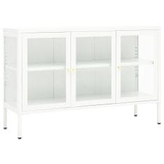 Vidaxl Komoda biela 105x35x70 cm oceľ a sklo