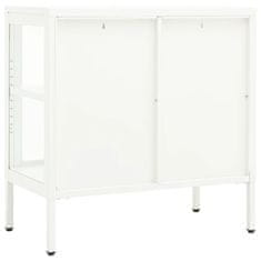 Vidaxl Komoda biela 70x35x70 cm oceľ a sklo