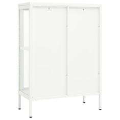 Vidaxl Komoda biela 75x35x105 cm oceľ a sklo