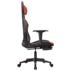 Vidaxl Herná stolička s podnožkou čierna a červená umelá koža