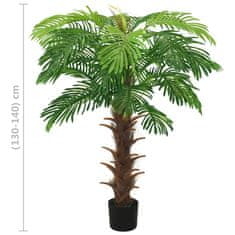 Vidaxl Umelá palma Cycas s kvetináčom 140 cm zelená