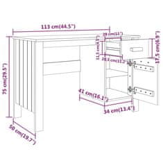 Vidaxl Stolík tmavosivý 113x50x75 cm masívne borovicové drevo