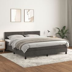 shumee Posteľný rám boxspring s matracom tmavosivý 160x200 cm zamat