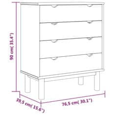 Vidaxl Skrinka so zásuvkami OTTA, hnedo sivá 76,5x39,5x90 cm, borovica