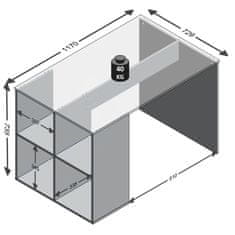 Petromila vidaXL FMD Stôl s bočnými policami 117x72,9x73,5 cm biely