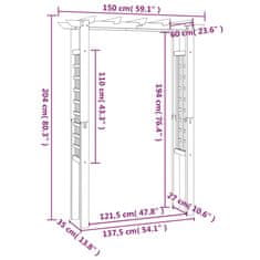 Petromila vidaXL Altánok/oblúk na ruže 150x60x204 cm, impregnované drevo