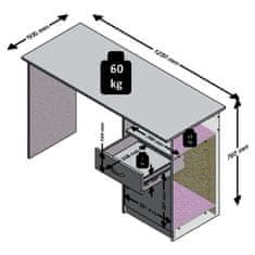 Petromila vidaXL FMD Stôl s 1 zásuvkou 123x50x76,5 cm dubovo-biely