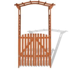 Vidaxl Záhradný oblúk s bránou z masívneho dreva, 120x60x205 cm