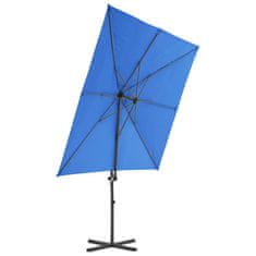 Vidaxl Závesný slnečník s oceľovou tyčou azúrovo-modrý 250x250 cm