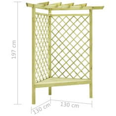 Vidaxl Rohová pergola s lavičkou 130x130x197 cm, impregnovaná borovica