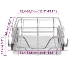 Vidaxl Vysúvacie drôtené košíky 2 ks strieborné 400 mm