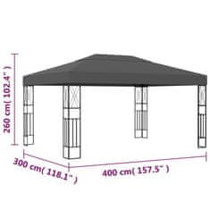 Petromila vidaXL Altánok 3x4 m, antracitový, látka