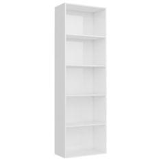 Vidaxl 5-poschodová knižnica lesklá biela 60x30x189 cm drevotrieska