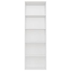 Vidaxl 5-poschodová knižnica lesklá biela 60x30x189 cm drevotrieska