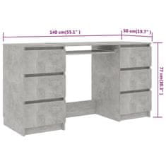 Petromila vidaXL Písací stôl, betónovo sivý 140x50x77 cm, kompozitné drevo