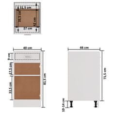 Vidaxl Spodná skrinka+zásuvka, biela 40x46x81,5 cm, drevotrieska