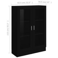 Vidaxl Vitrína, čierna 82,5x30,5x115 cm, drevotrieska