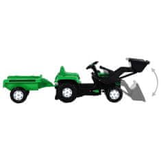 Vidaxl Detský traktor s pedálmi, prívesom a nakladačom