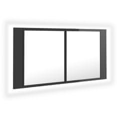 Vidaxl LED kúpeľňová zrkadlová skrinka lesklá sivá 90x12x45 cm