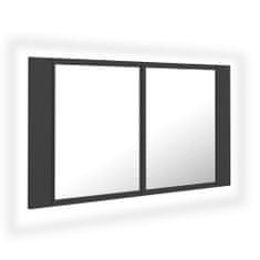 Vidaxl LED kúpeľňová zrkadlová skrinka sivá 80x12x45 cm