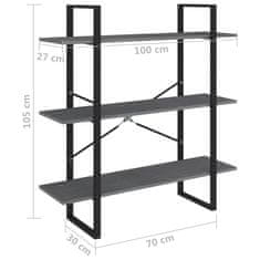 Petromila vidaXL Knižnica s 3 policami sivá 100x30x105 cm masívna borovica 