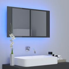 Petromila vidaXL LED kúpeľňová zrkadlová skrinka lesklá sivá 80x12x45 cm akryl